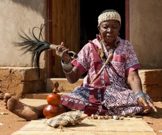 A South African traditional healer (Sangoma)