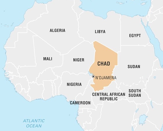 Africa map showing Chad Republic