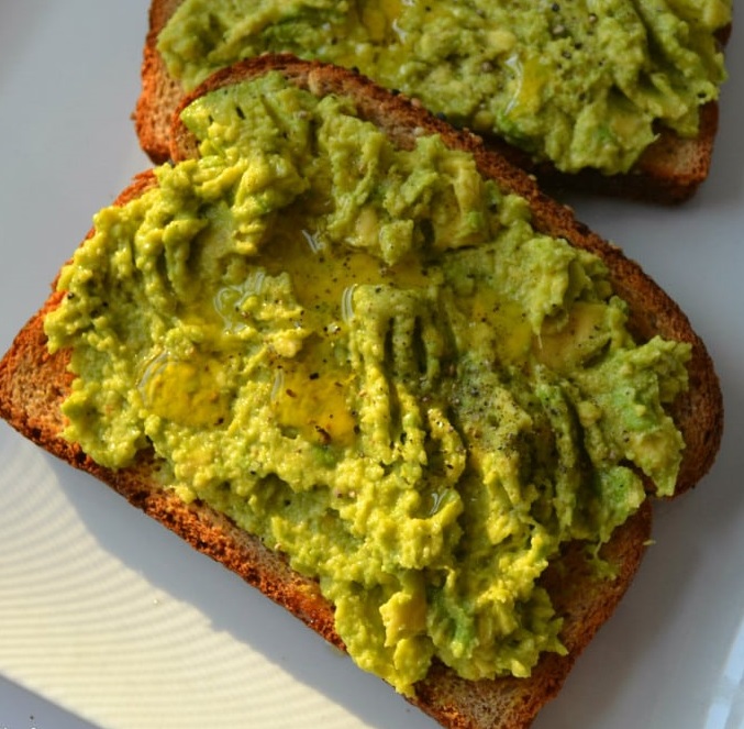 Wheat bread with avocado spread