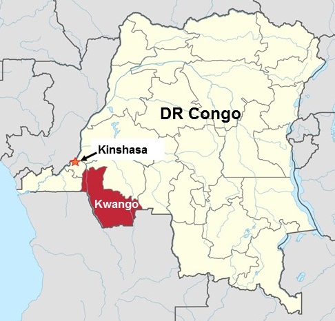 DR Congo map showing Kwango Province