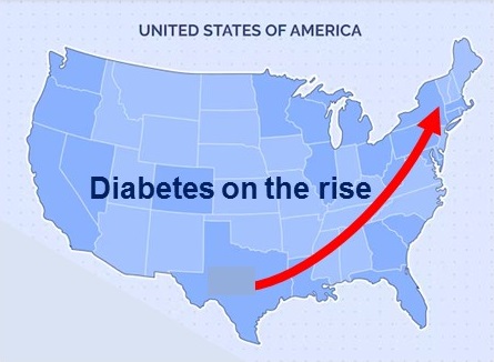 Diabetes on the rise in the US map