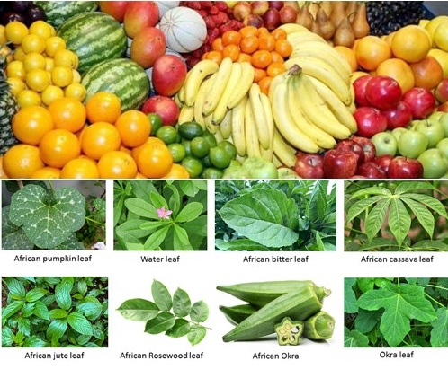 Varieties of fruits and vegetables avaiable in Africa