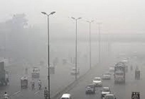 Example of reduced road visibility during Harmattan season