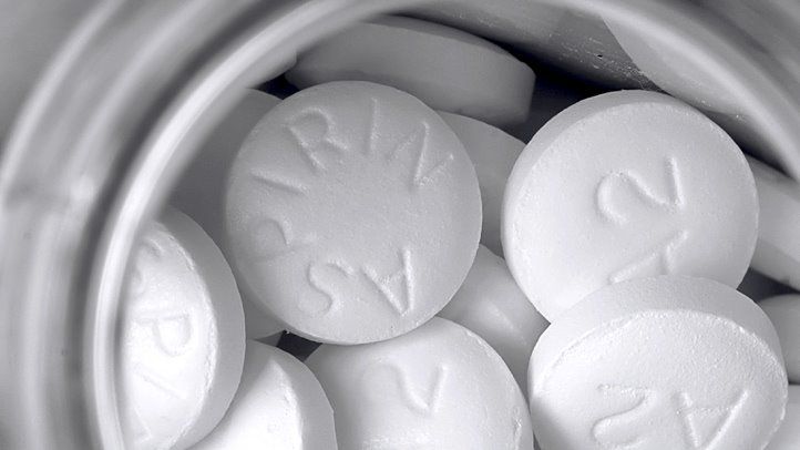 Aspirin tablets in an open container