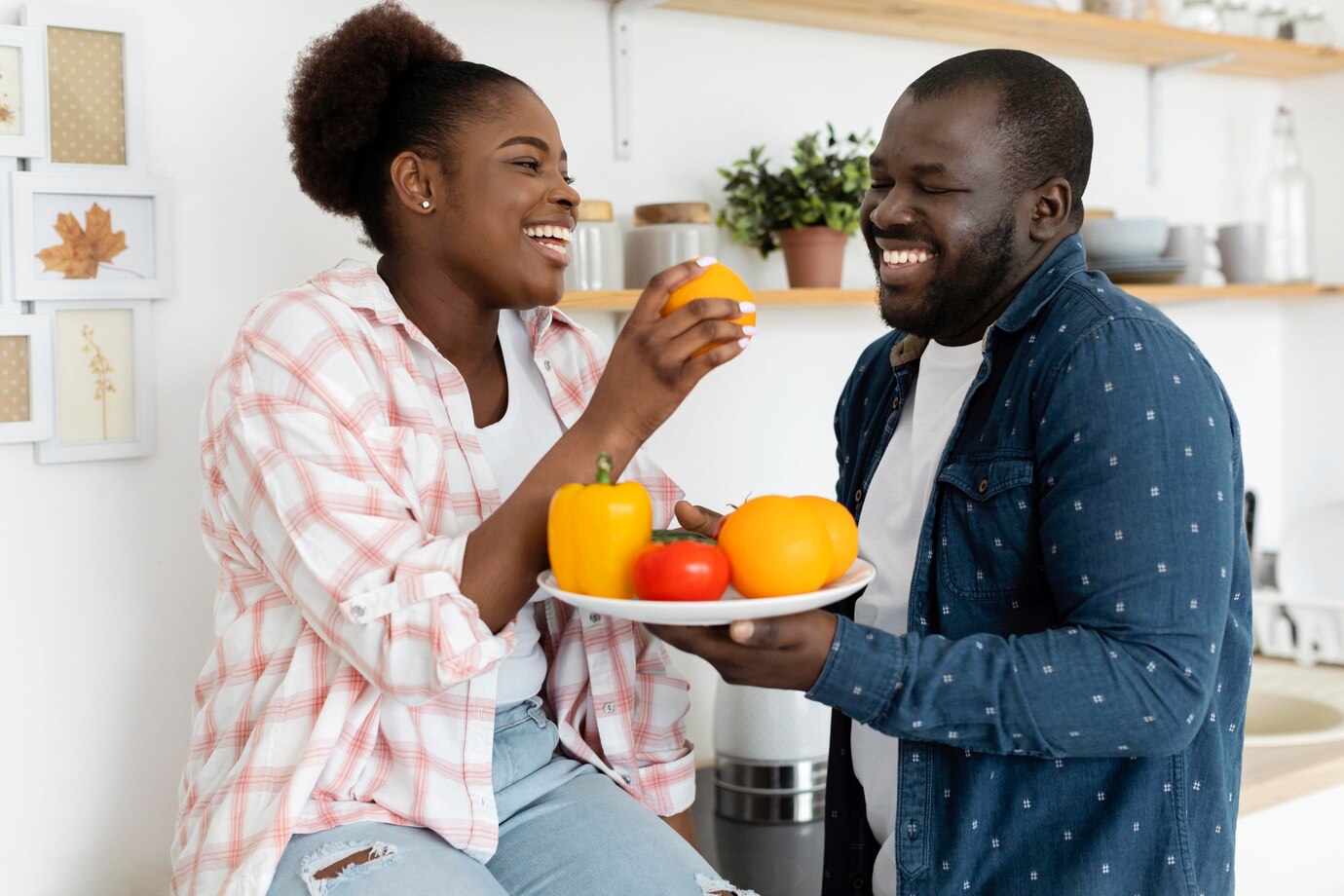 A black couple in the kitchen