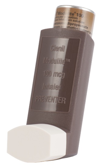 Brown asthma preventer inhaler