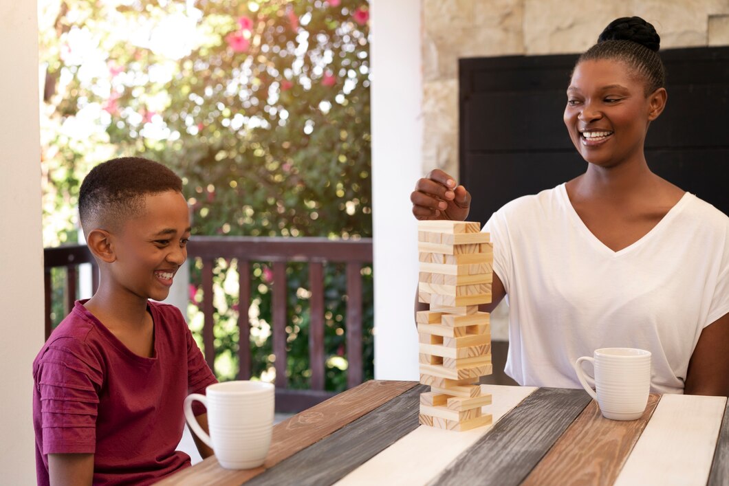 A black mother and child spending time together