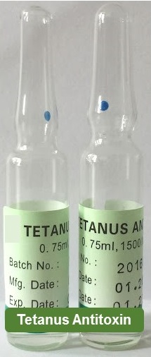 Two vials of tetanus antitoxin