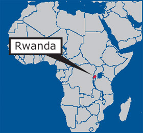 Map of Africa showing Rwanda