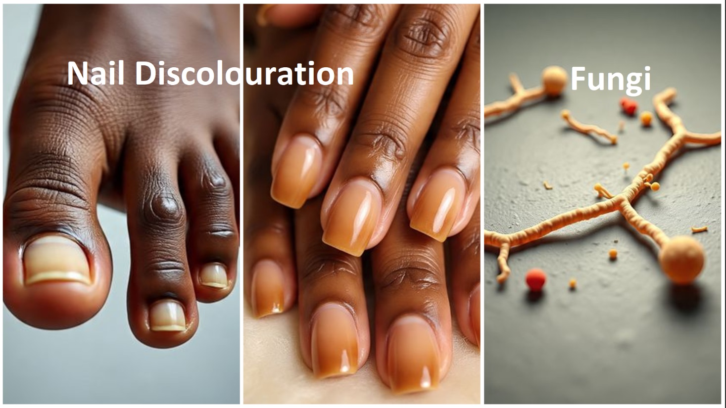 Nail discolouration may be and indicator of infections, trauma, chemical damage or even cancer,
