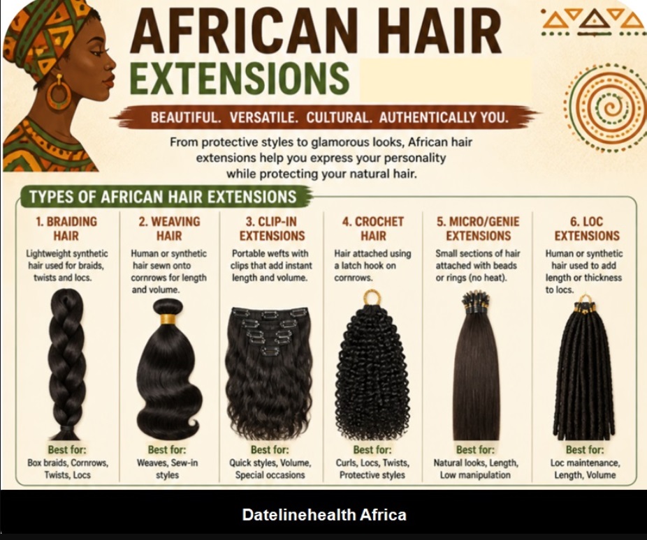 Types of hair extensions in common use in Africa